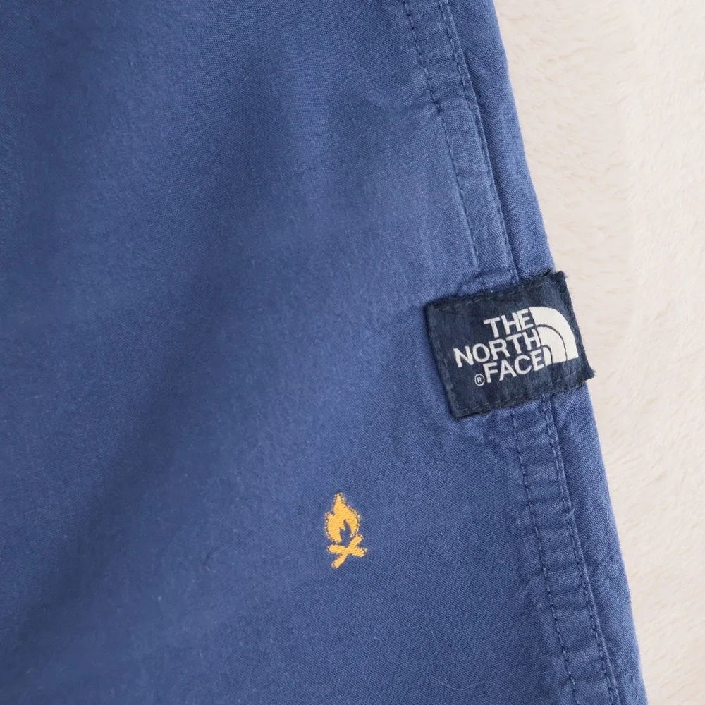 The North Face Mens XXL Blue Embroidered Campfire Short Sleeve Button Down Shirt